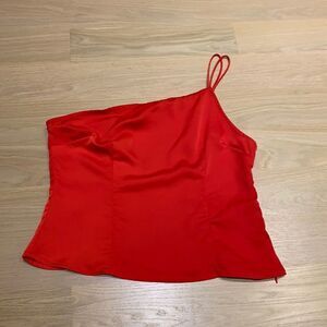 One shoulder satin top 